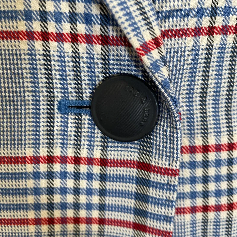 Rag & Bone Elise Wool Check Blazer Jacket Gray Blue Red White Plaid NWT 8 - Picture 5 of 8